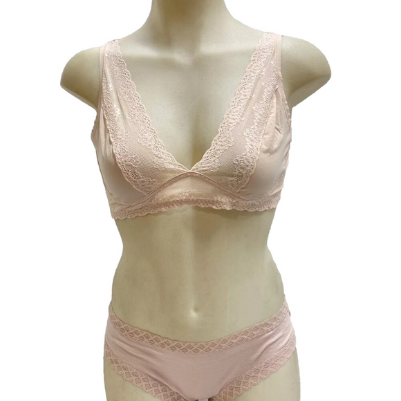 NEW NATORIBliss Perfection Day Bra & Pantie Set Size L Rose Beige/Cameo Rose